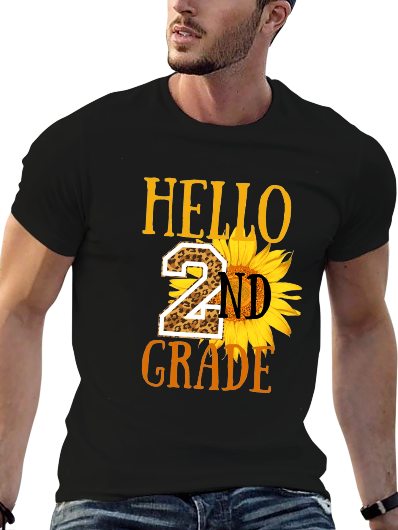 Hello 2nd Grade Leopard Sunflower T-Shirt
