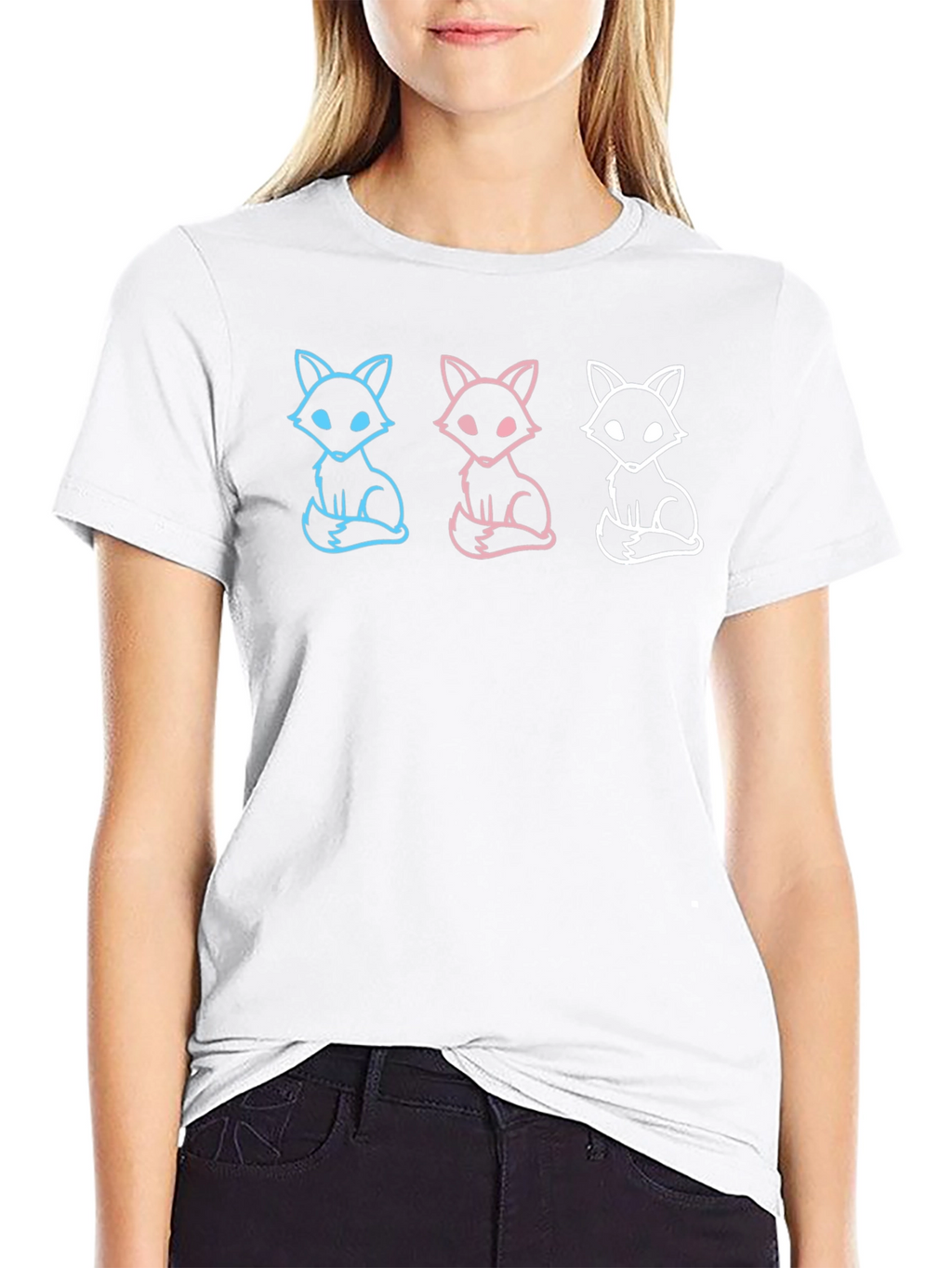Fox Trio Graphic Tee - Stylish Black T-Shirt