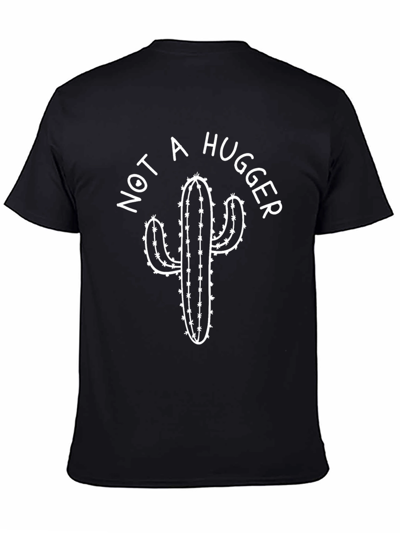 Not A Hugger Cactus Graphic T-Shirt - Black