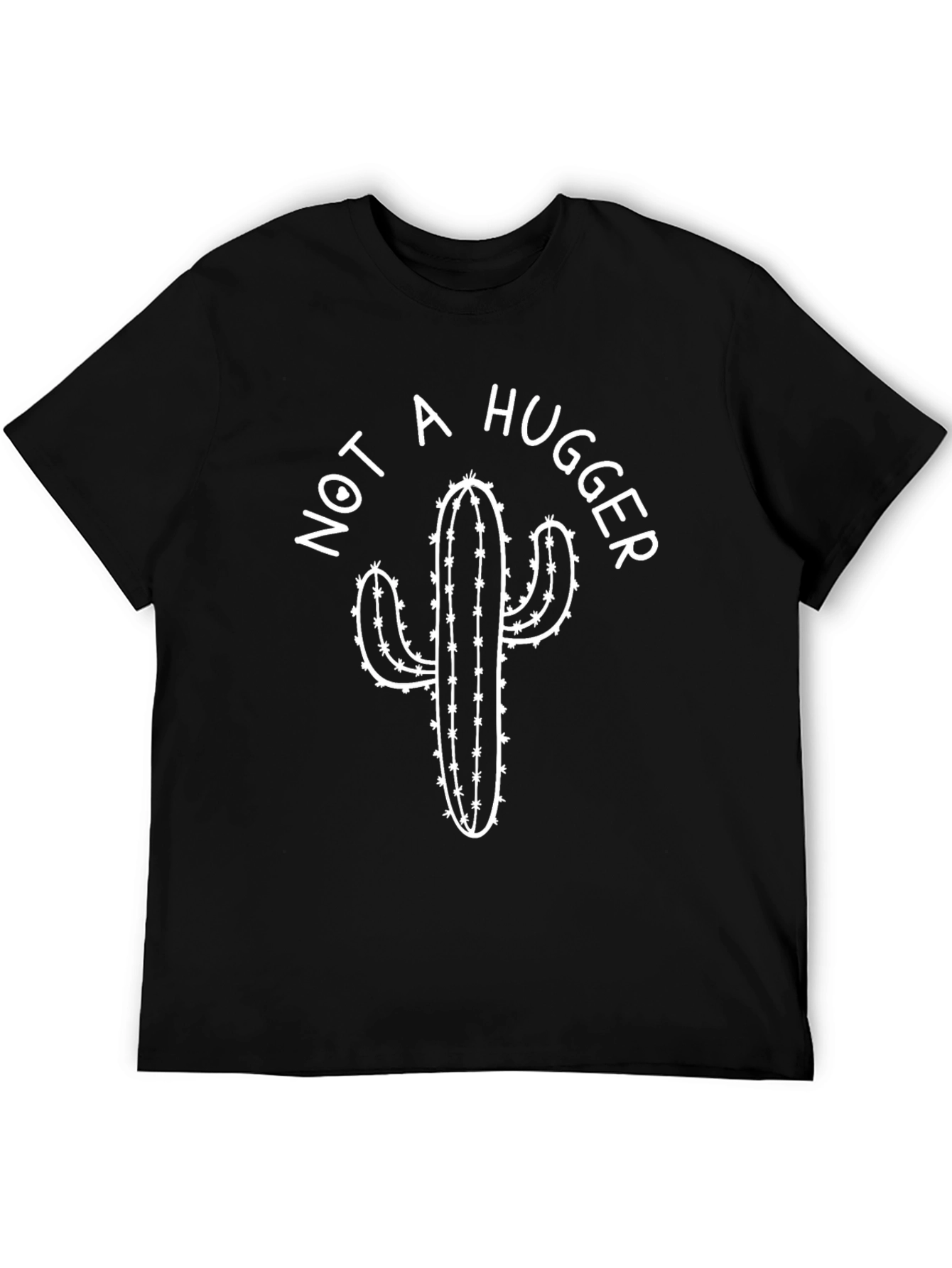 Not A Hugger Cactus Graphic T-Shirt - Black