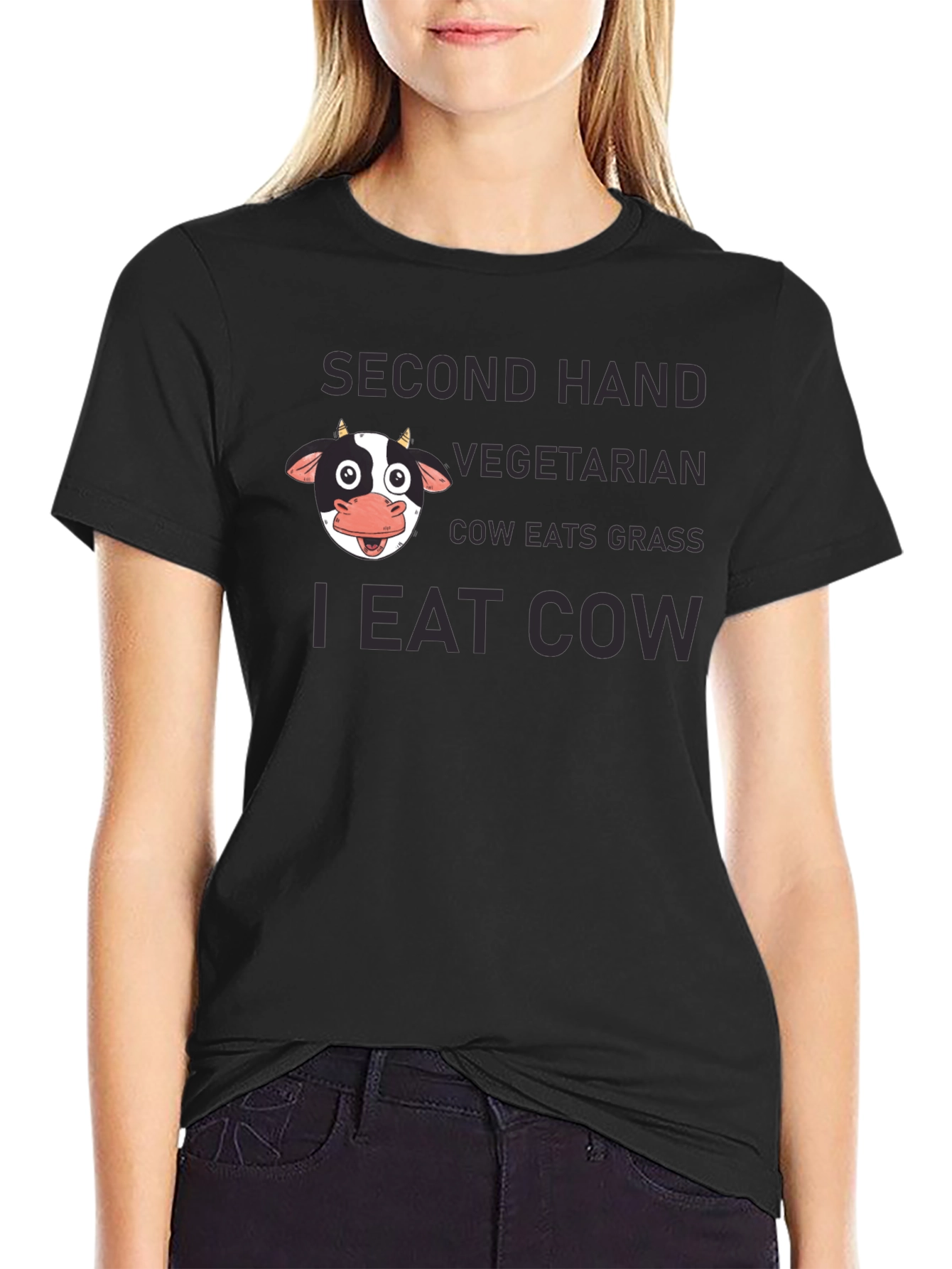 Funny I Eat Cow Black T-Shirt