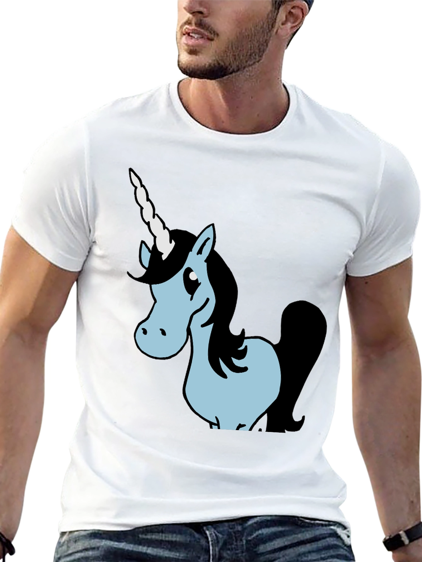 Unicorn Graphic Black Cotton T-Shirt