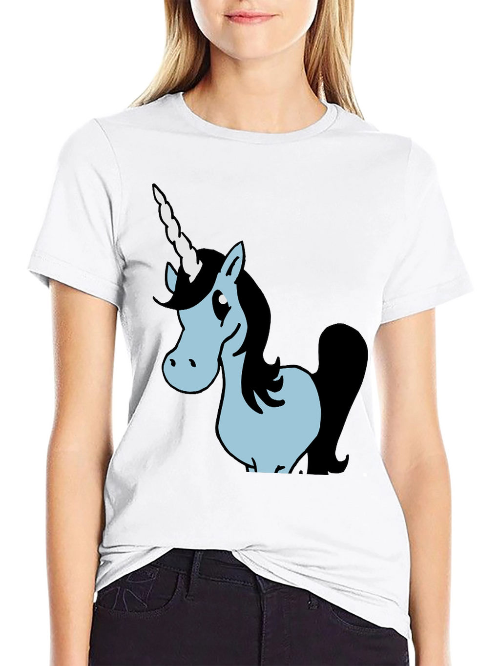 Unicorn Graphic Black Cotton T-Shirt