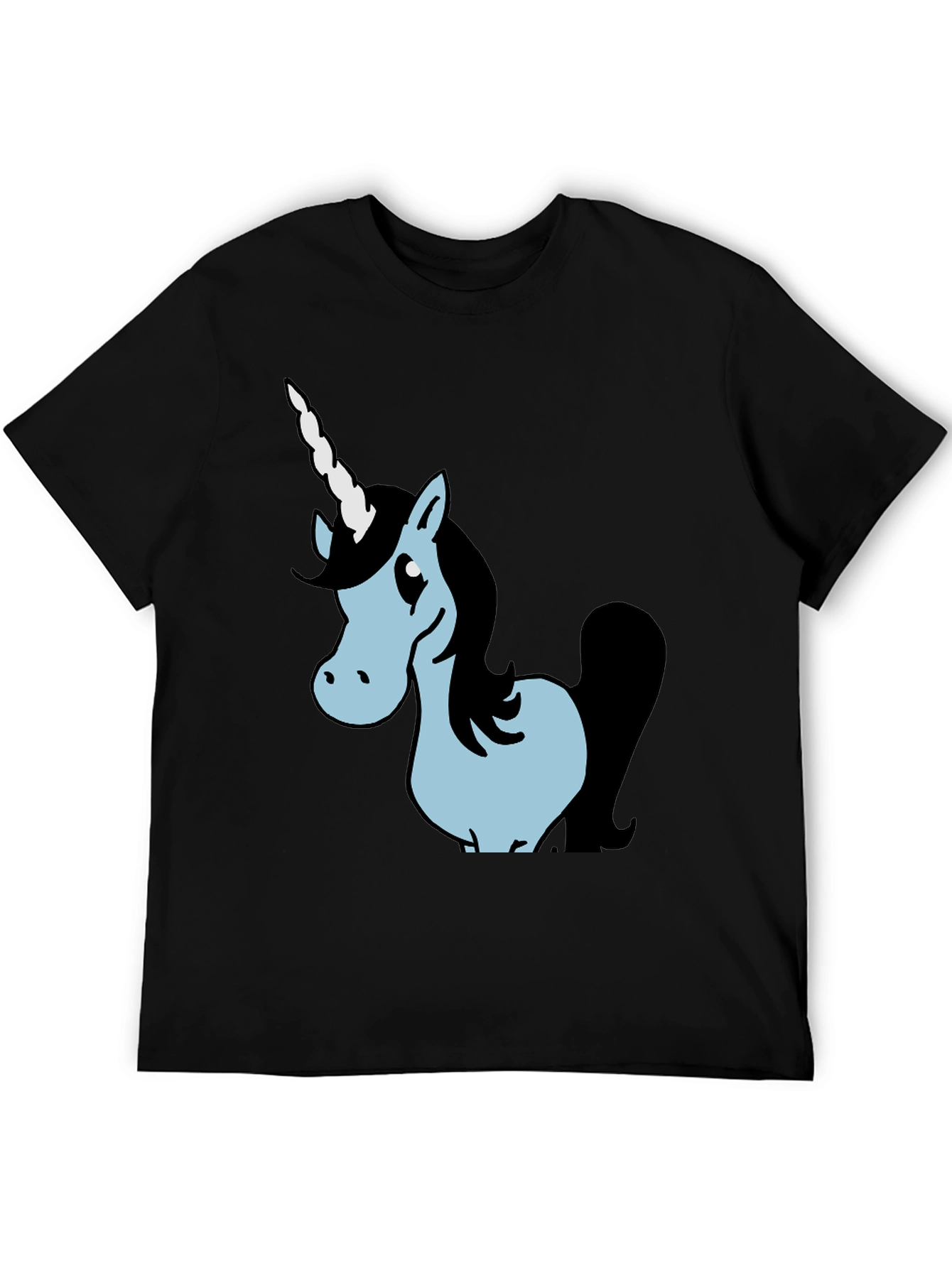 Unicorn Graphic Black Cotton T-Shirt