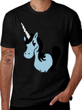 Unicorn Graphic Black Cotton T-Shirt