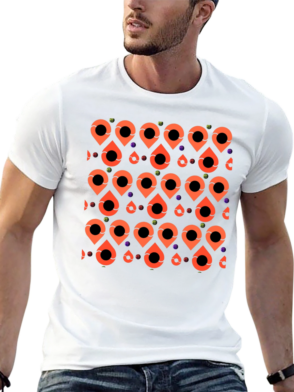 Patterned Graphic Tee - Black