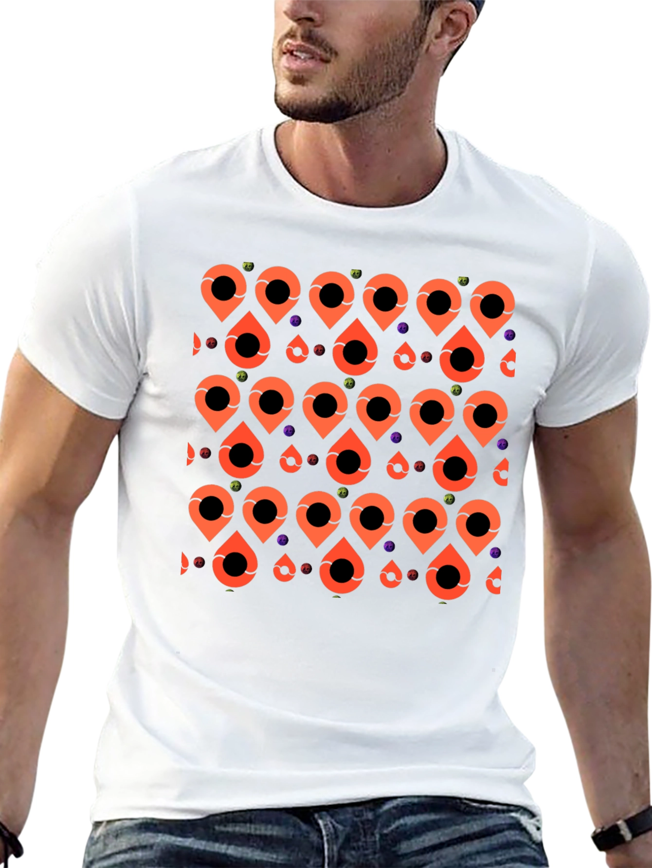 Patterned Graphic Tee - Black