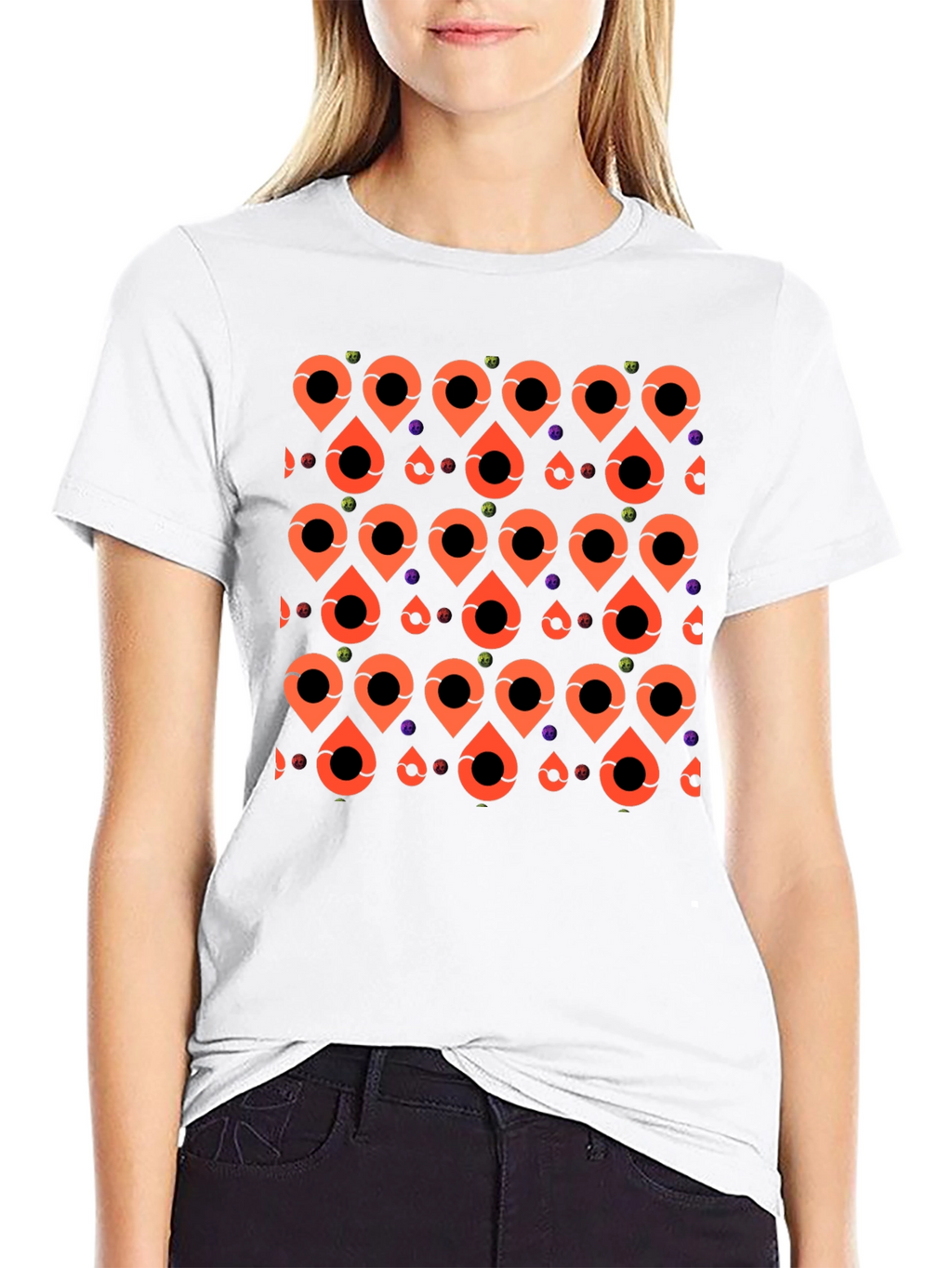 Patterned Graphic Tee - Black