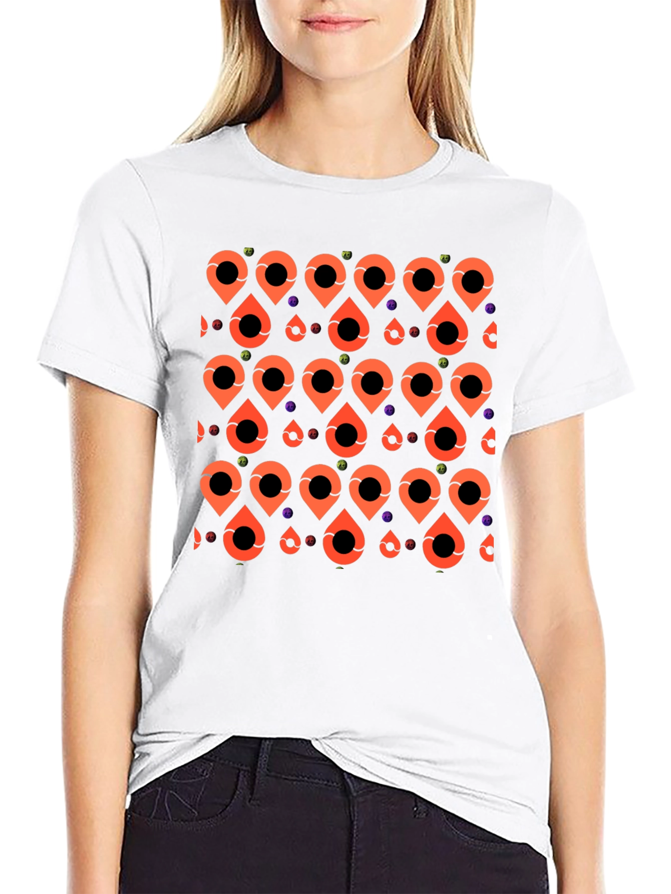 Patterned Graphic Tee - Black