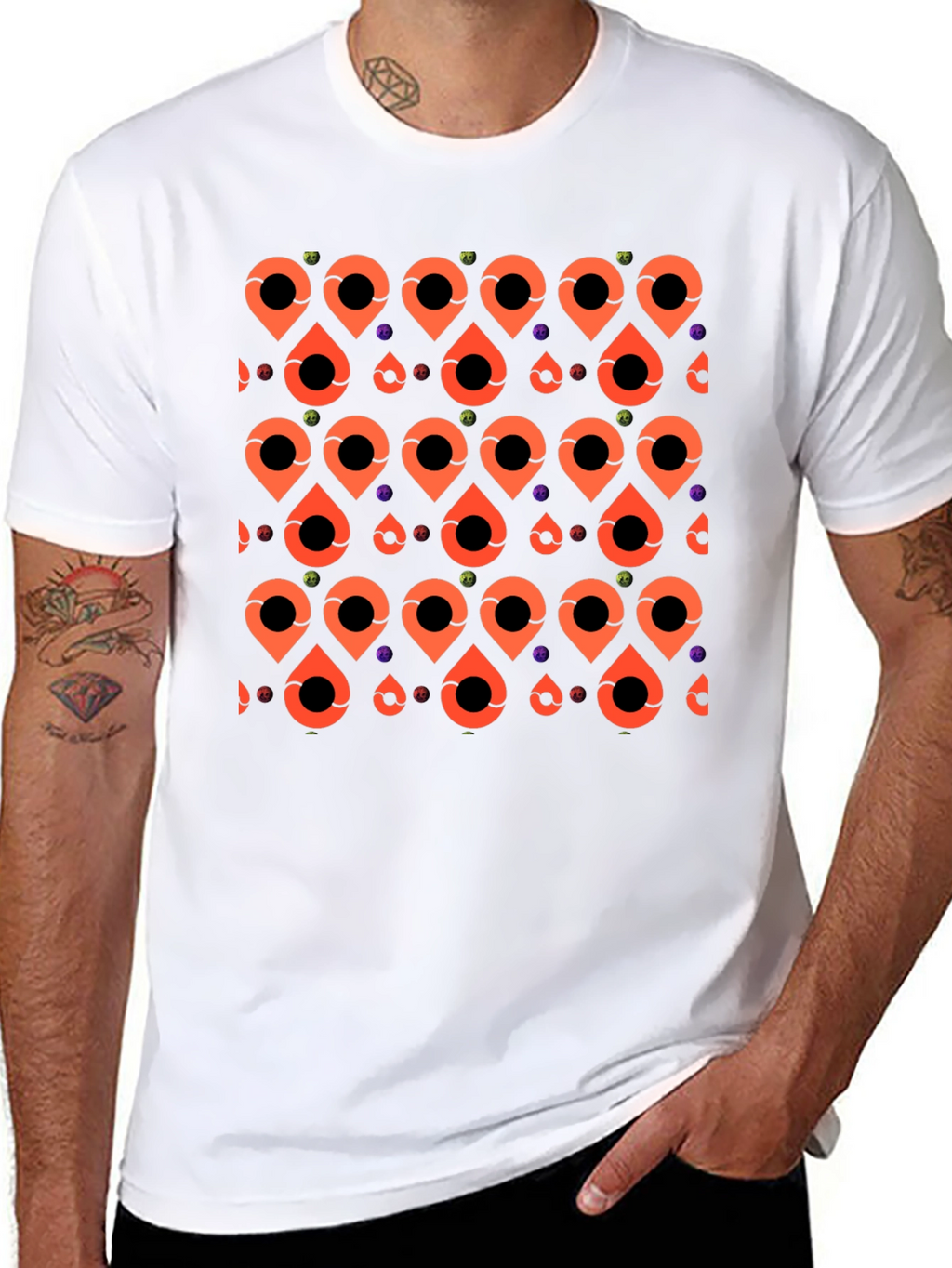 Patterned Graphic Tee - Black