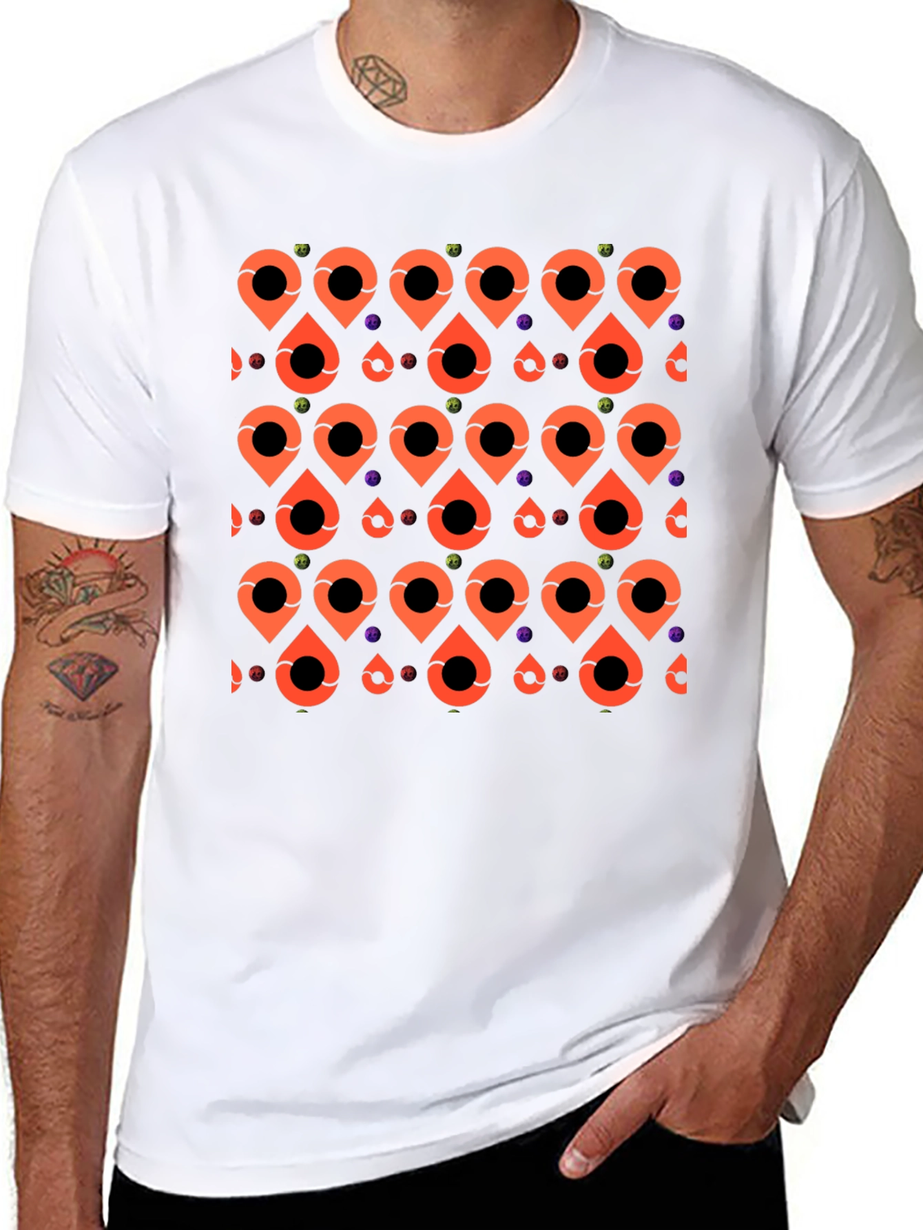 Patterned Graphic Tee - Black