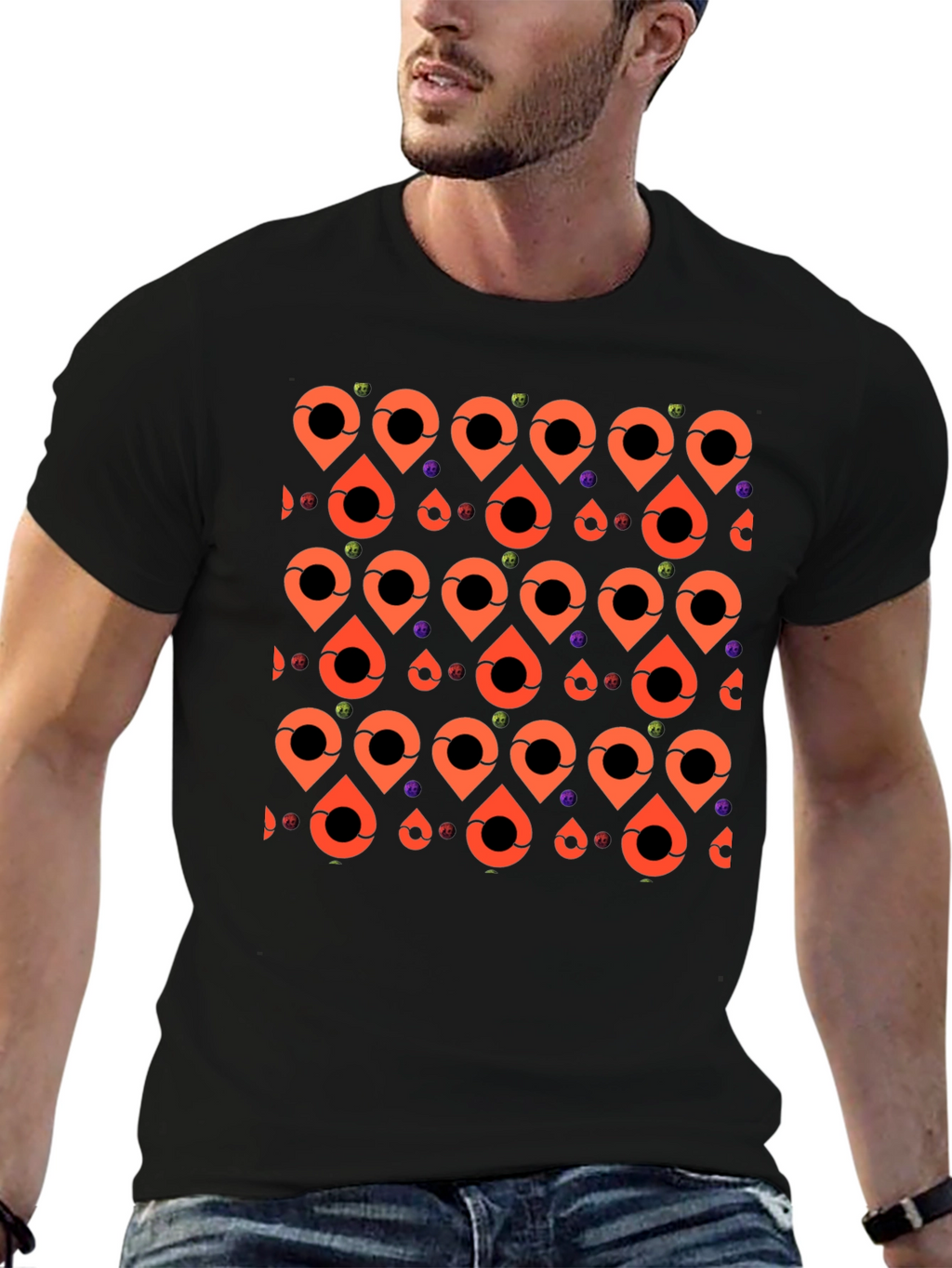 Patterned Graphic Tee - Black