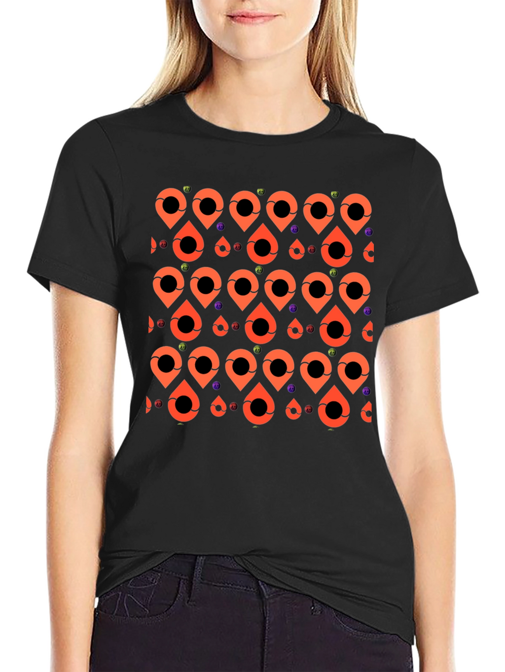Patterned Graphic Tee - Black