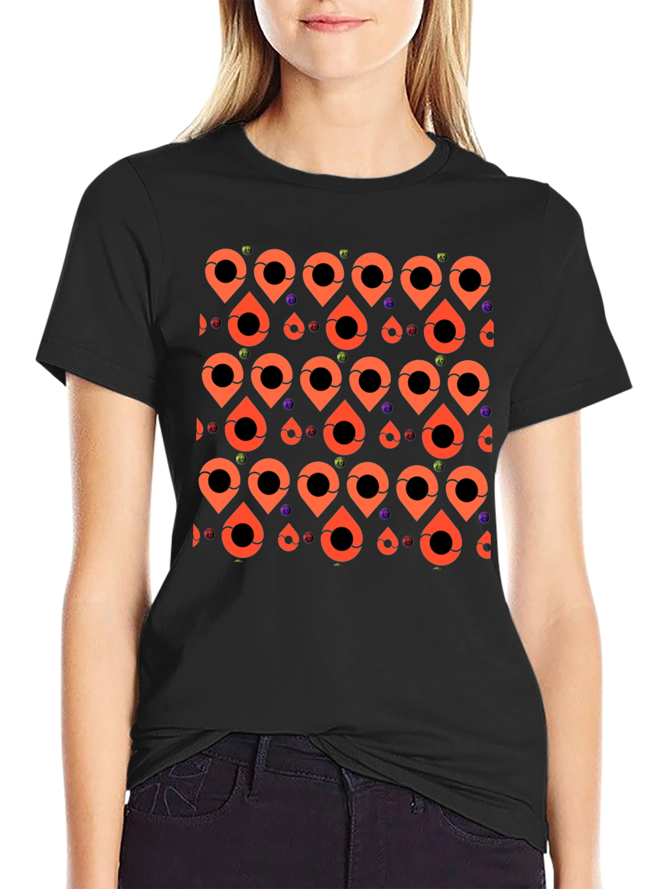 Patterned Graphic Tee - Black
