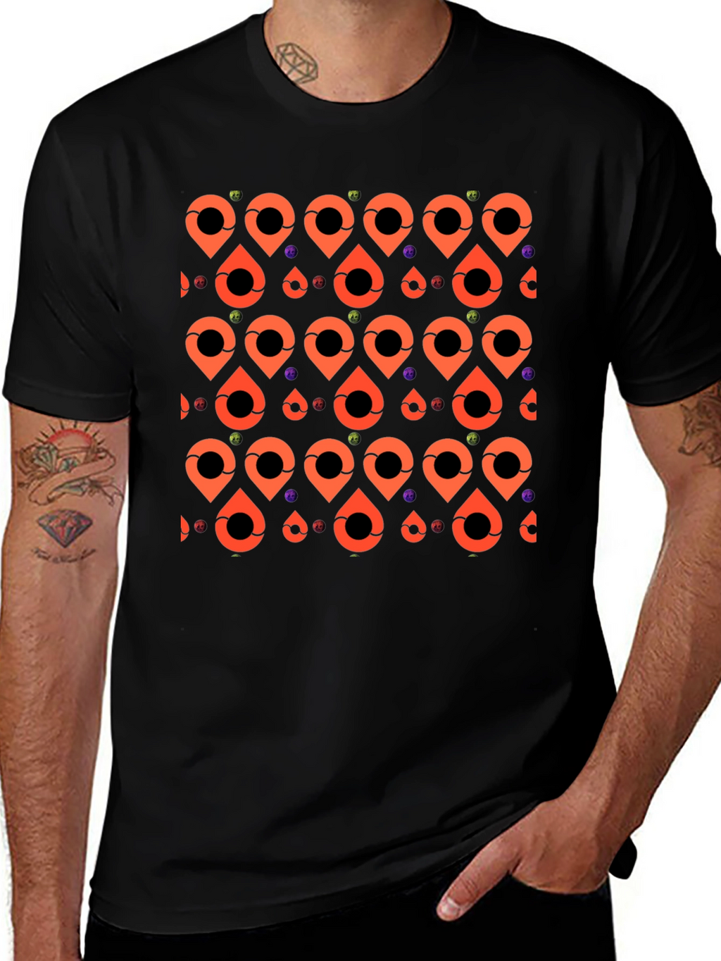 Patterned Graphic Tee - Black