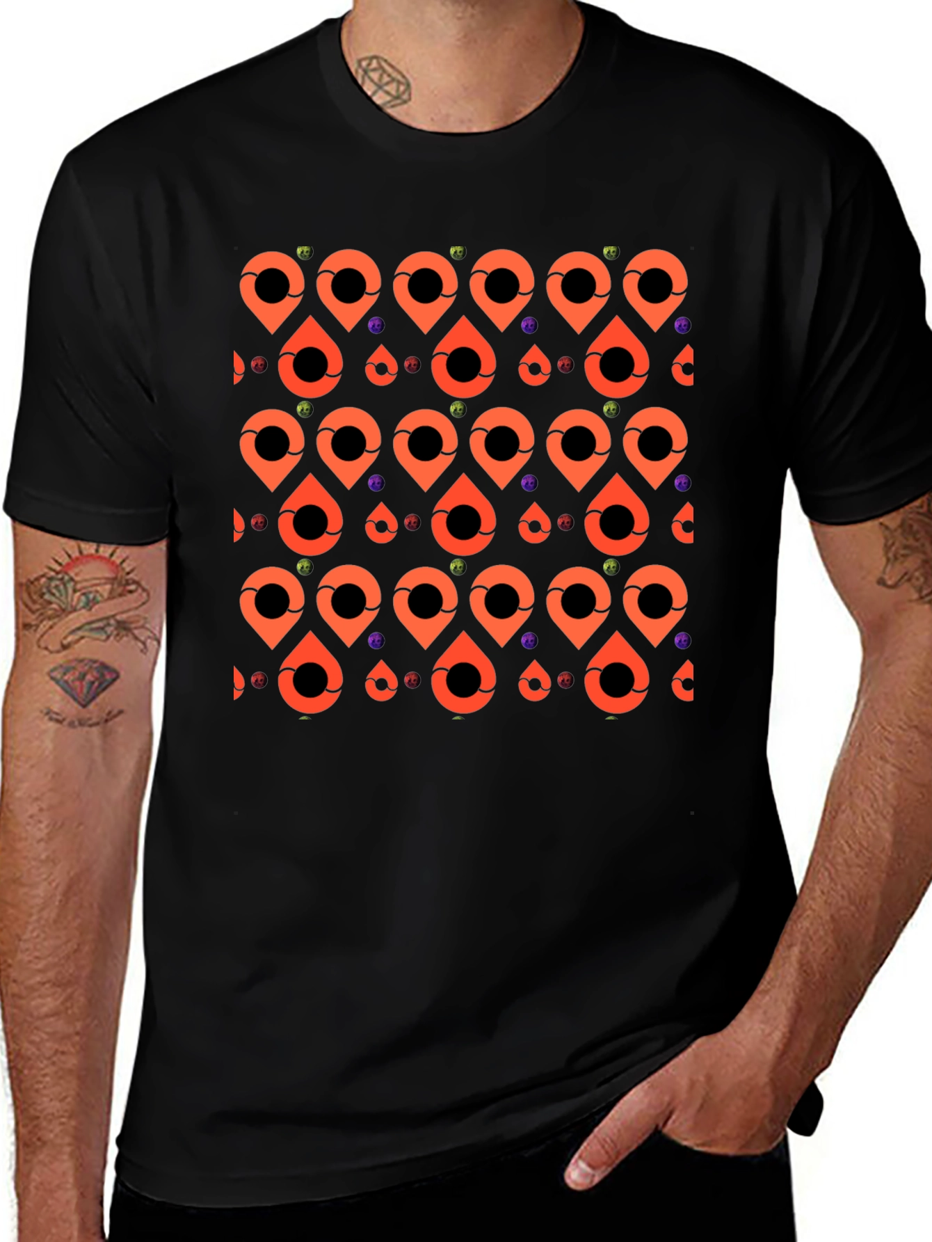 Patterned Graphic Tee - Black