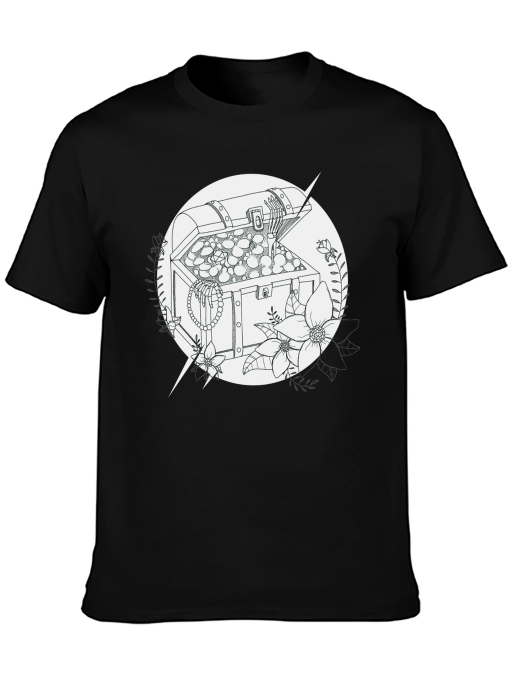 Treasure Chest Graphic Tee - Black Cotton T-Shirt