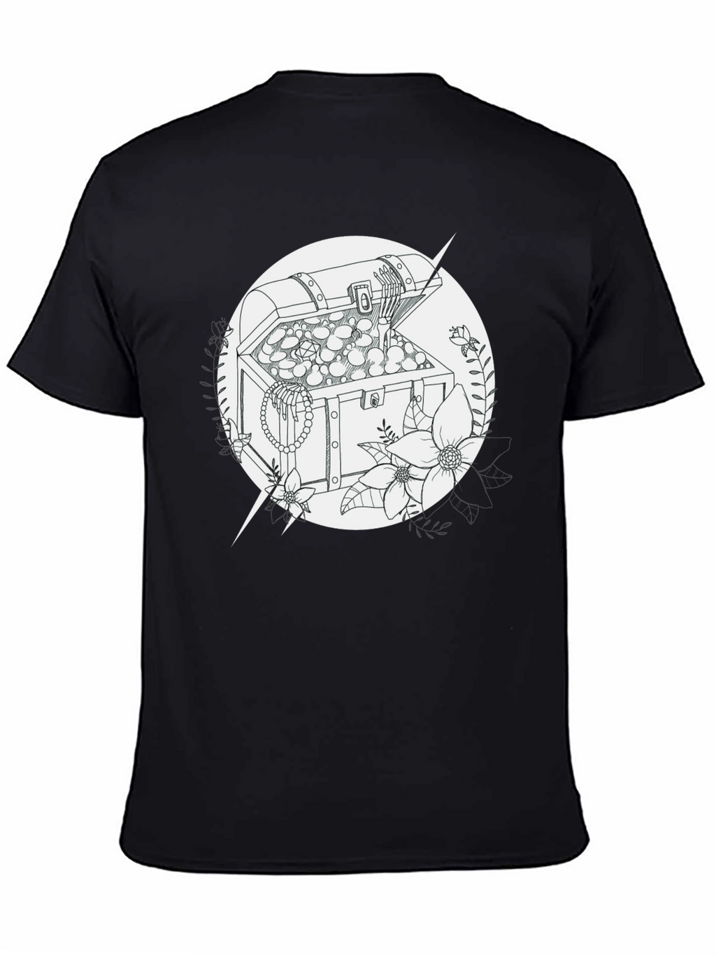 Treasure Chest Graphic Tee - Black Cotton T-Shirt