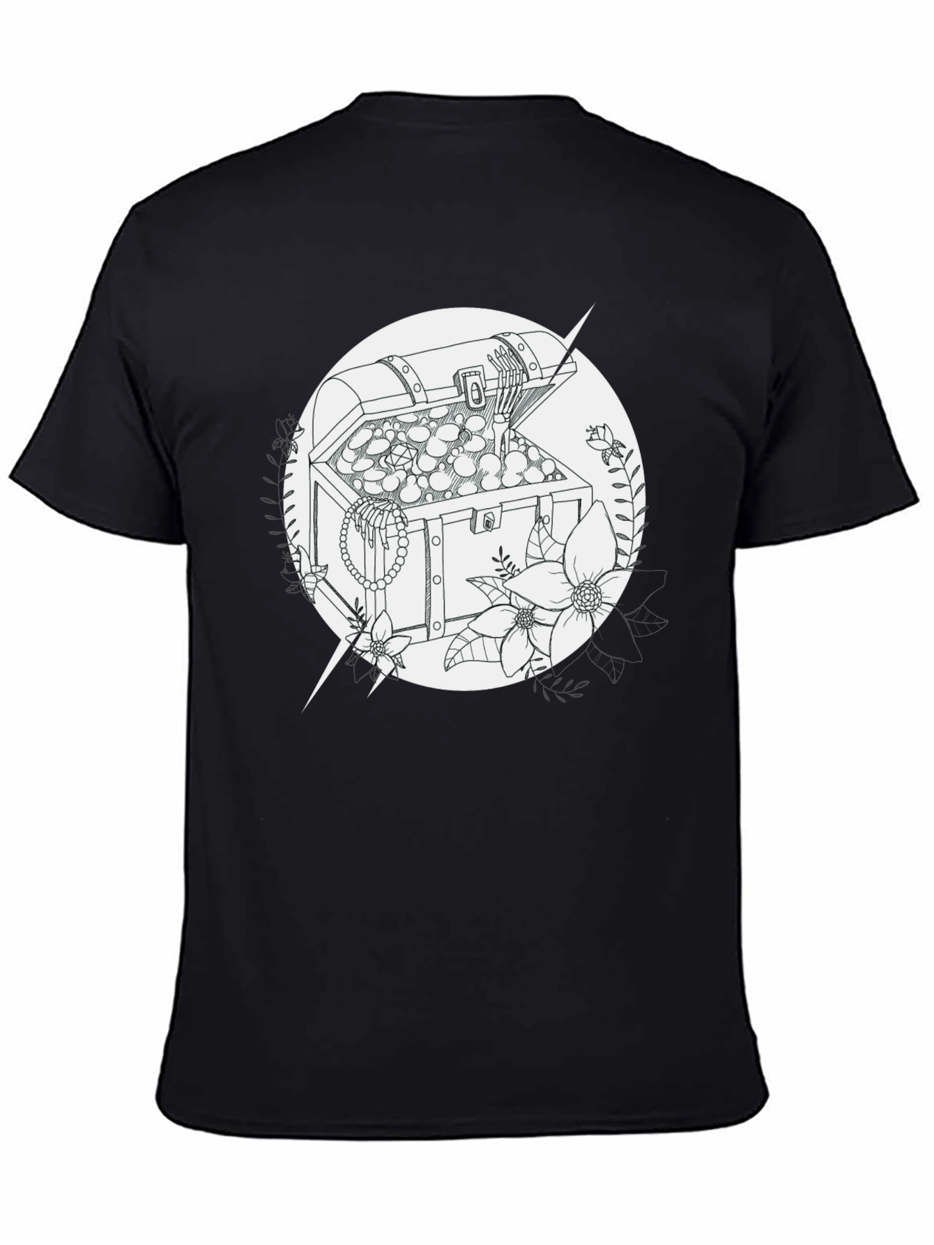 Treasure Chest Graphic Tee - Black Cotton T-Shirt