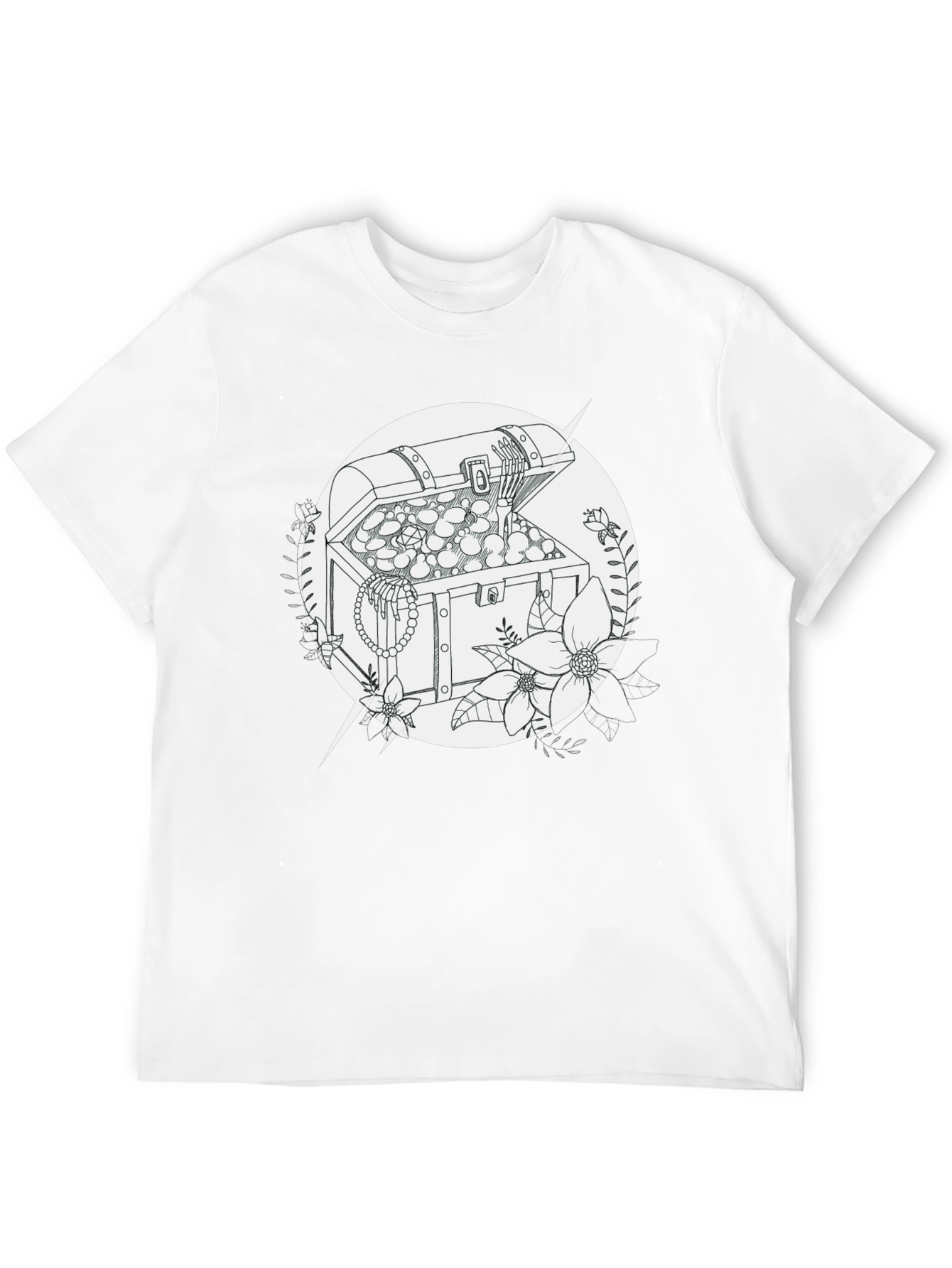 Treasure Chest Graphic Tee - Black Cotton T-Shirt