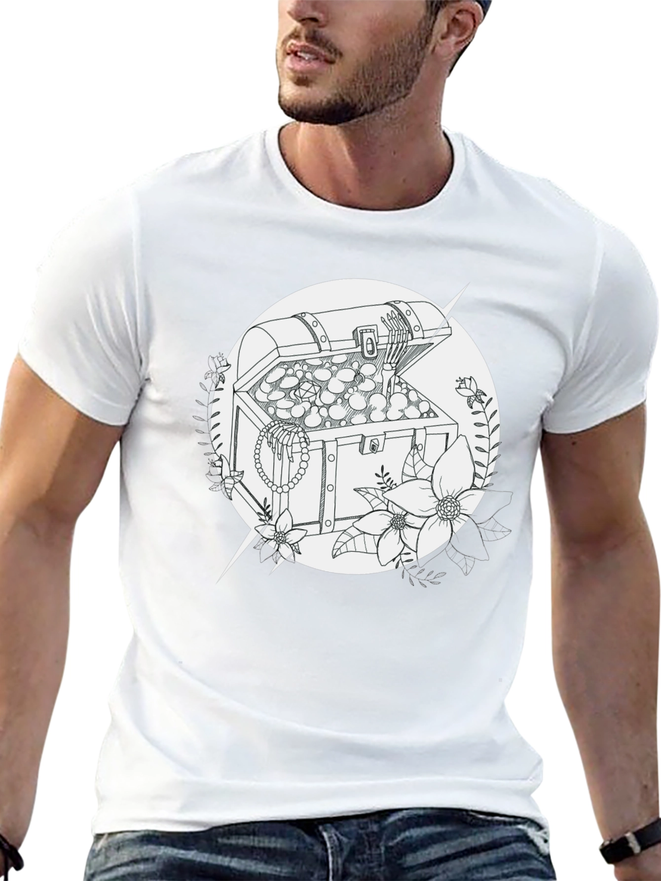 Treasure Chest Graphic Tee - Black Cotton T-Shirt