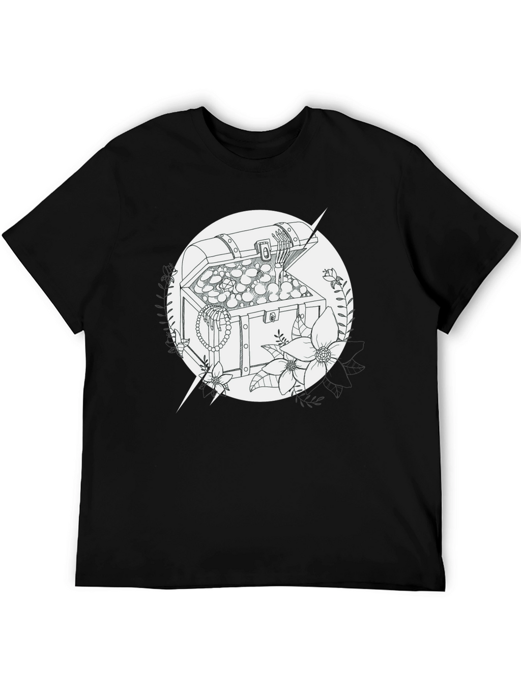 Treasure Chest Graphic Tee - Black Cotton T-Shirt