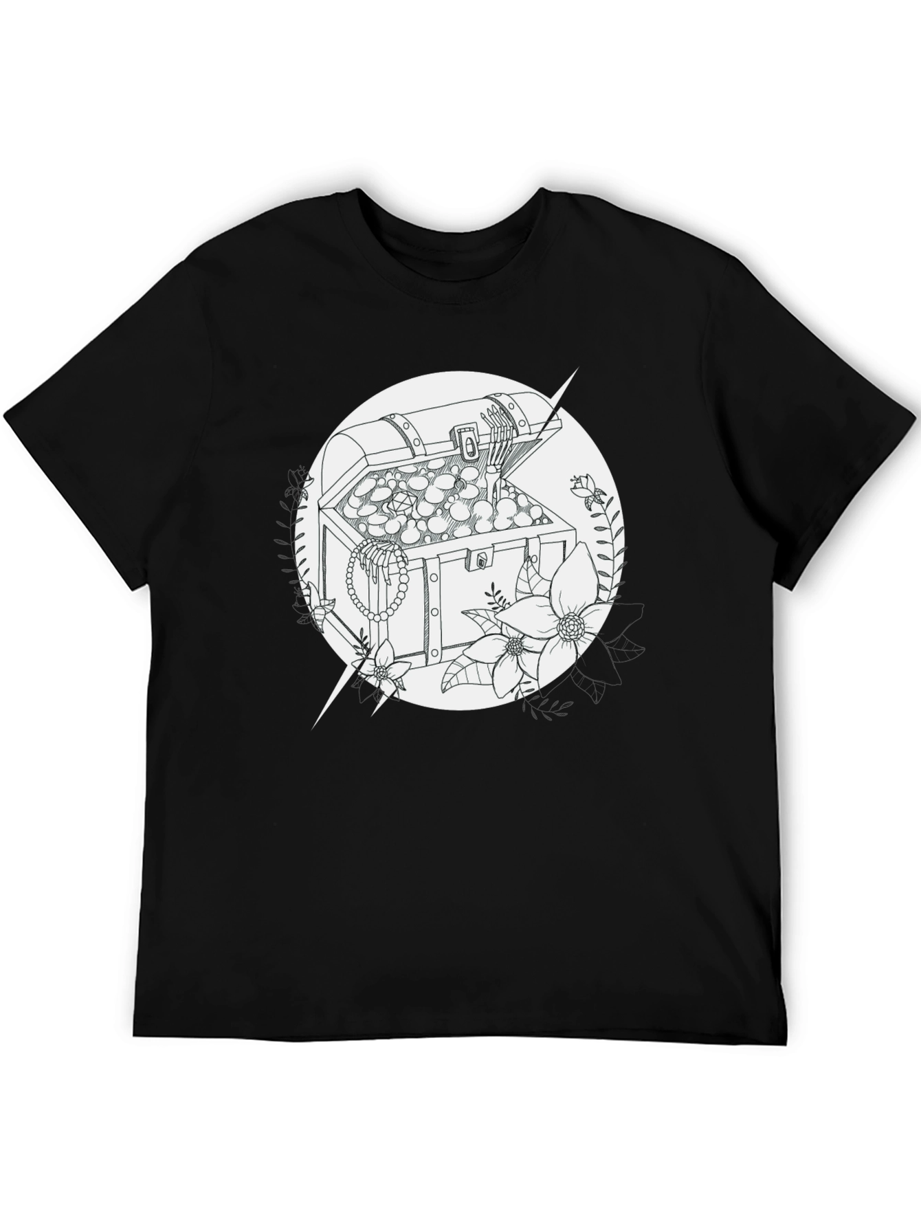 Treasure Chest Graphic Tee - Black Cotton T-Shirt