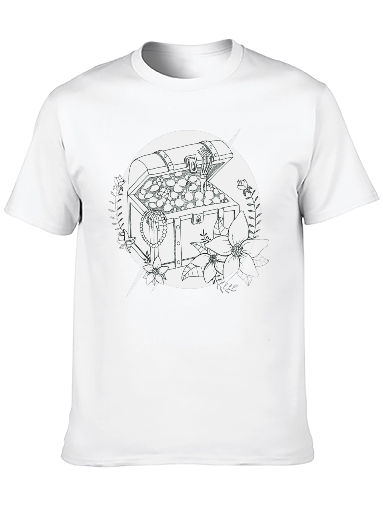 Treasure Chest Graphic Tee - Black Cotton T-Shirt