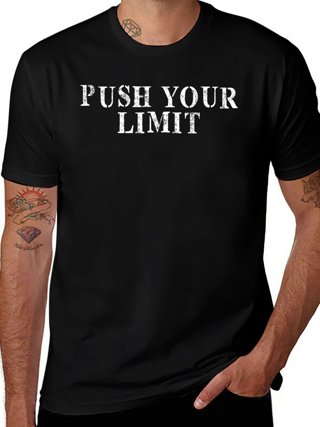 Push Your Limit Black Graphic Tee