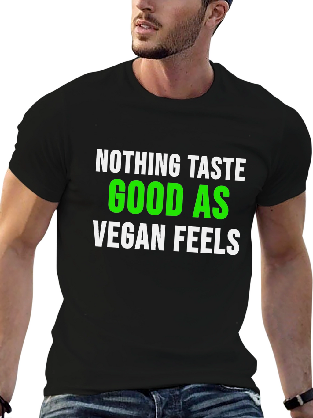 Vegan Feels T-Shirt - Green & White Graphic Tee