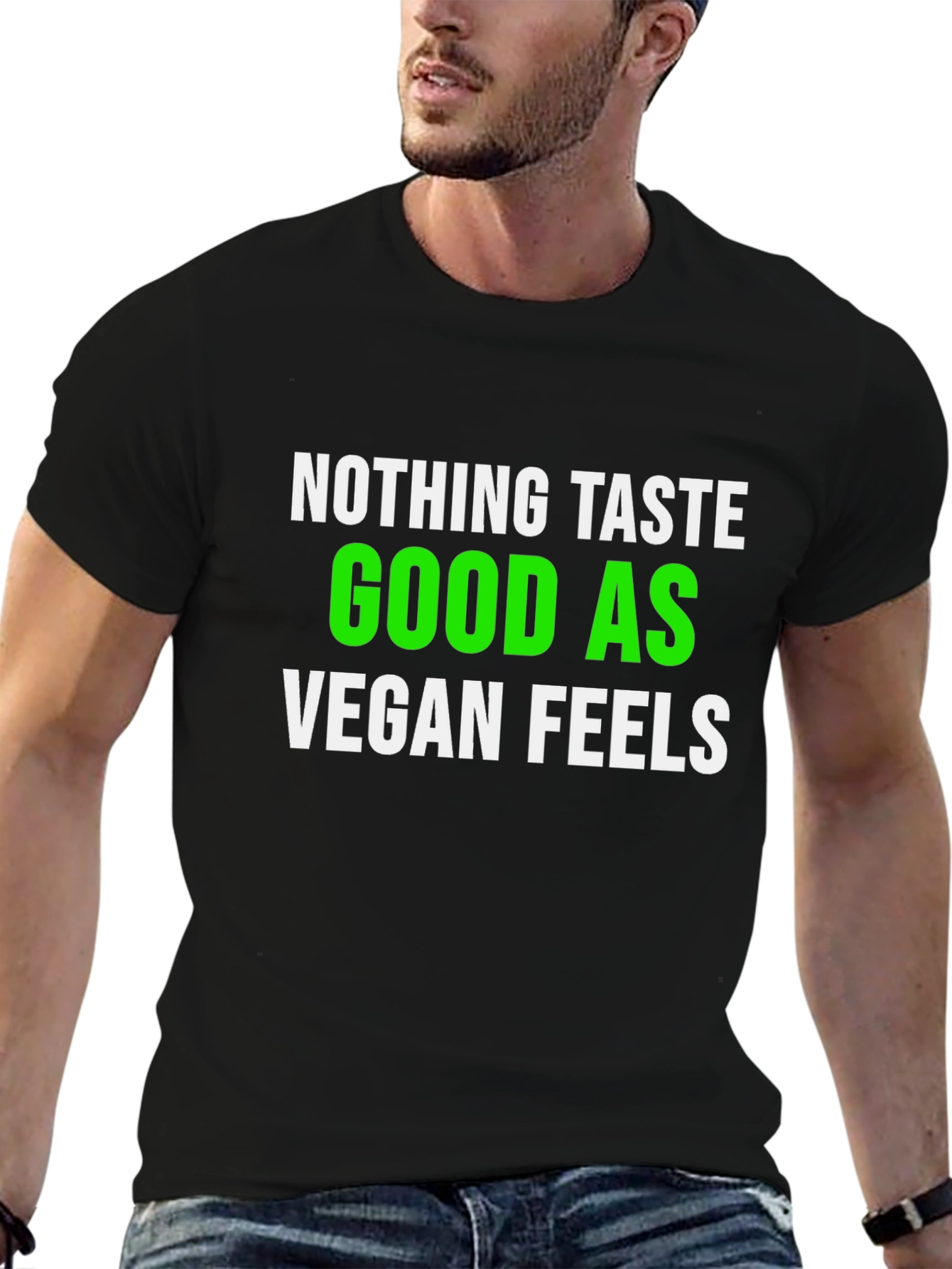 Vegan Feels T-Shirt - Green & White Graphic Tee