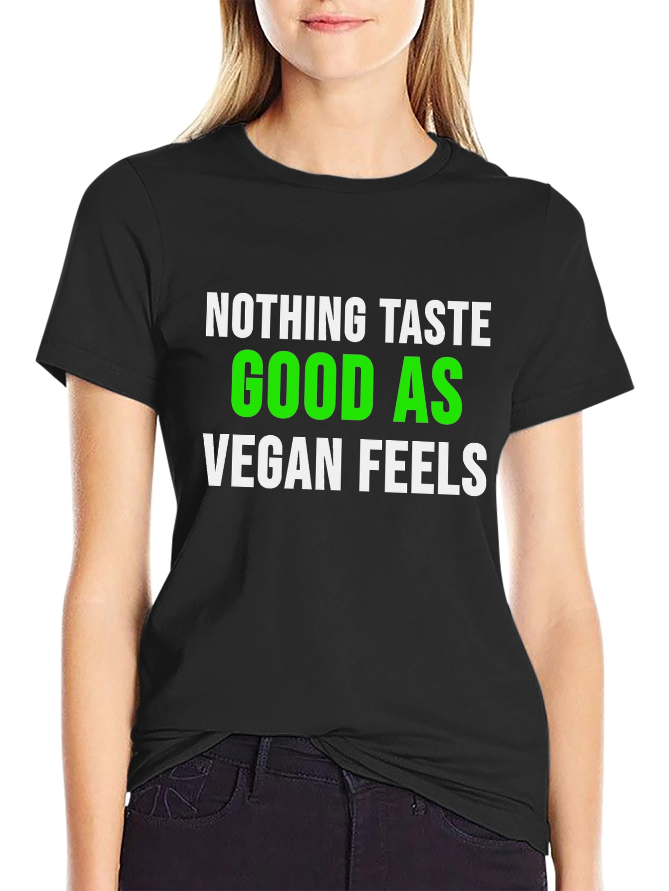 Vegan Feels T-Shirt - Green & White Graphic Tee