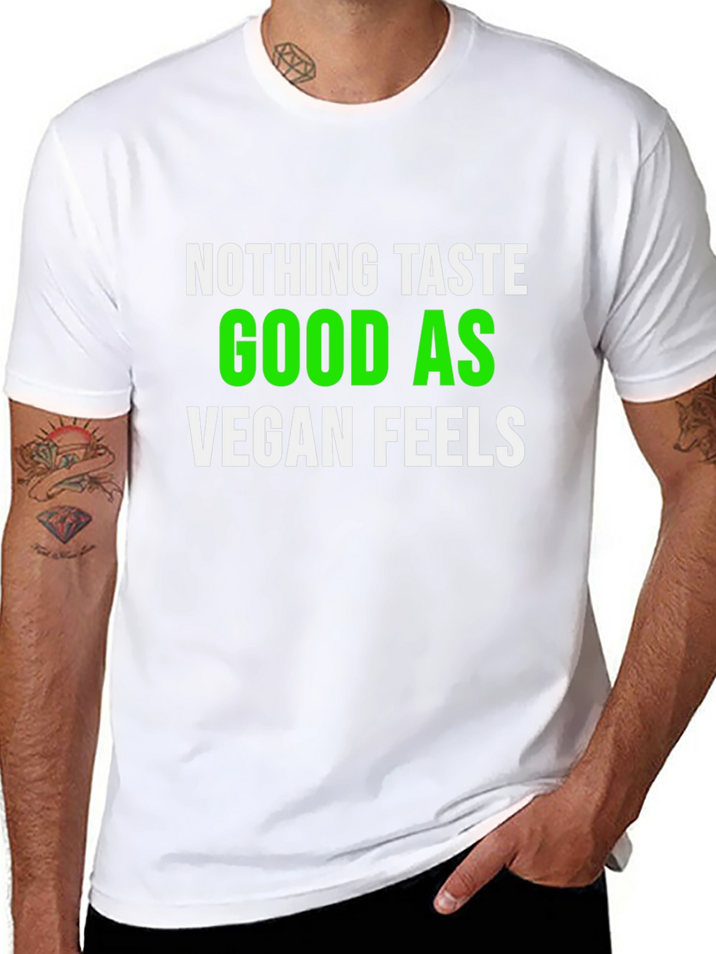 Vegan Feels T-Shirt - Green & White Graphic Tee