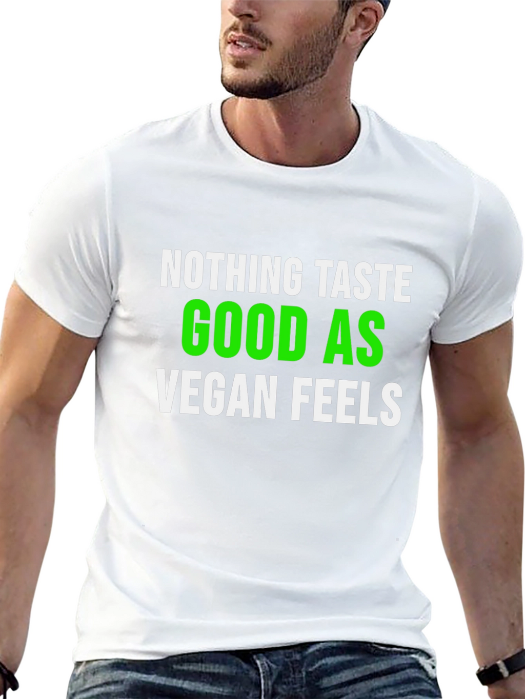 Vegan Feels T-Shirt - Green & White Graphic Tee