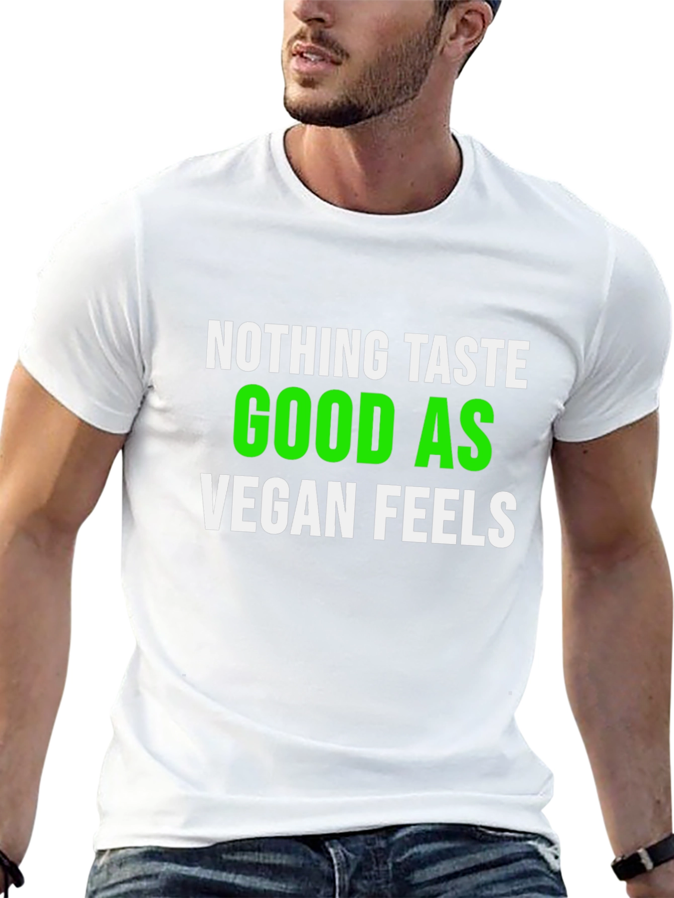 Vegan Feels T-Shirt - Green & White Graphic Tee