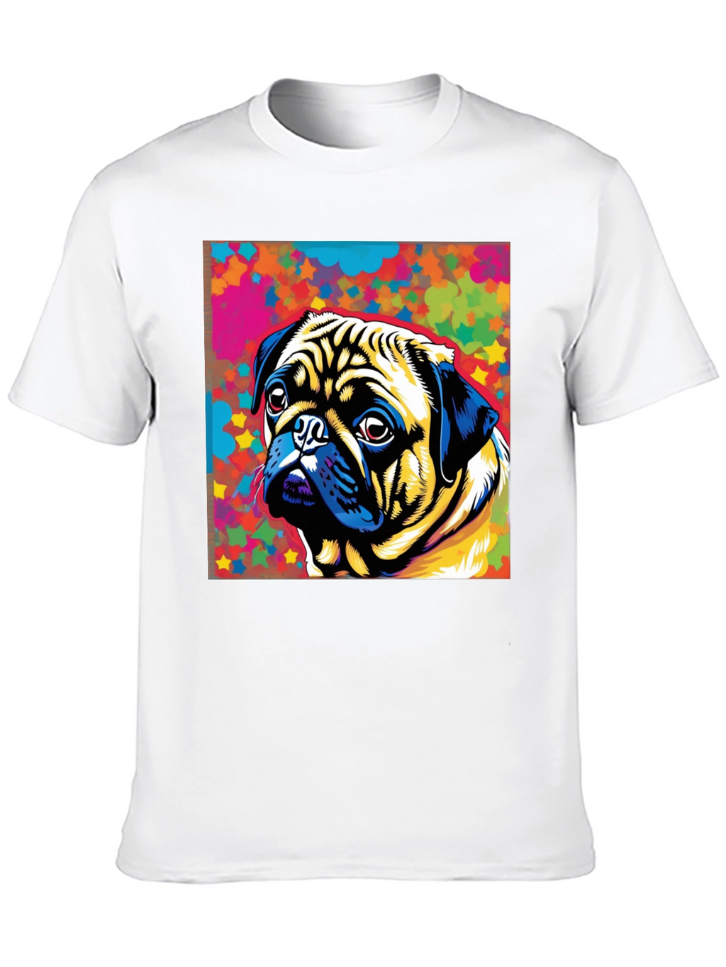 Colorful Pug Graphic T-Shirt