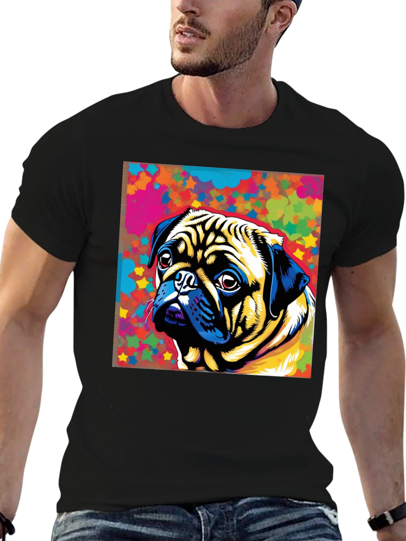 Colorful Pug Graphic T-Shirt