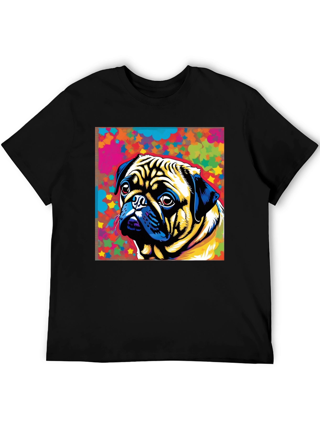 Colorful Pug Graphic T-Shirt