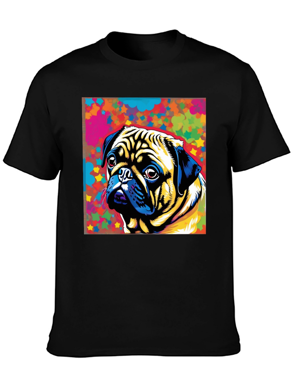 Colorful Pug Graphic T-Shirt