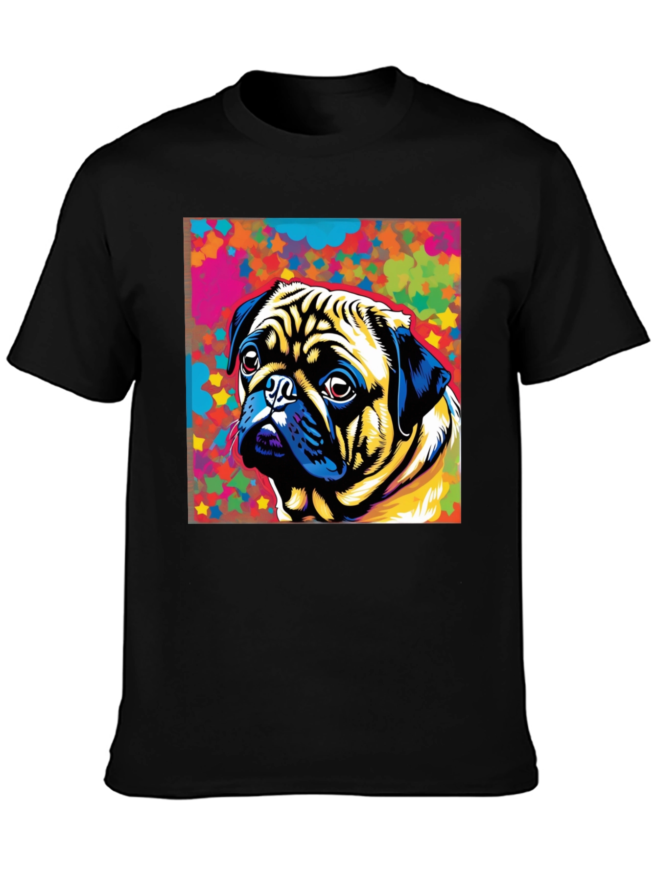Colorful Pug Graphic T-Shirt