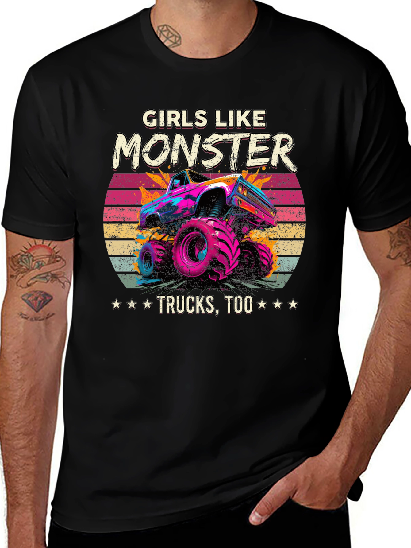 Girls Like Monster Trucks Tee - Retro Design