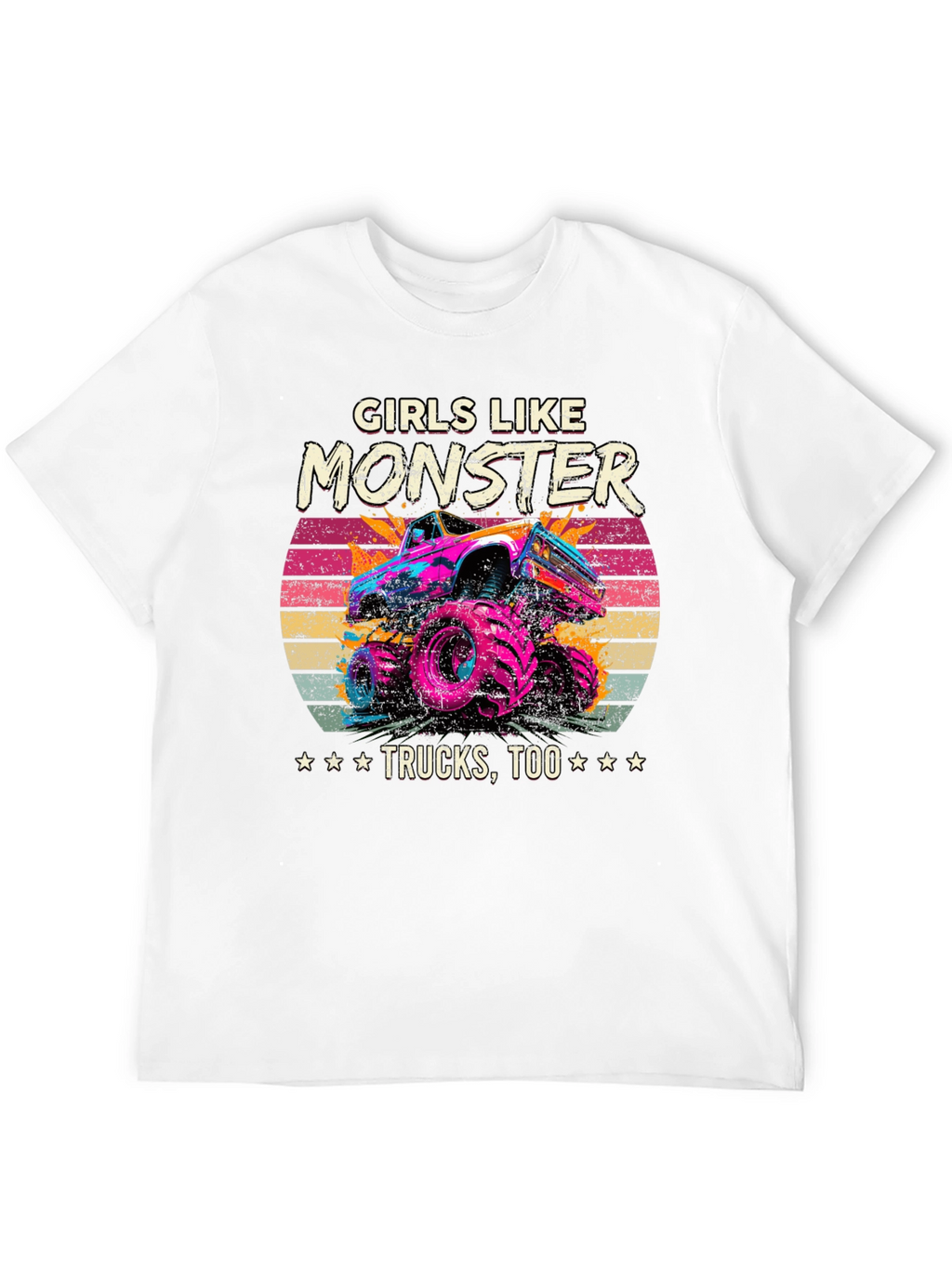 Girls Like Monster Trucks Tee - Retro Design