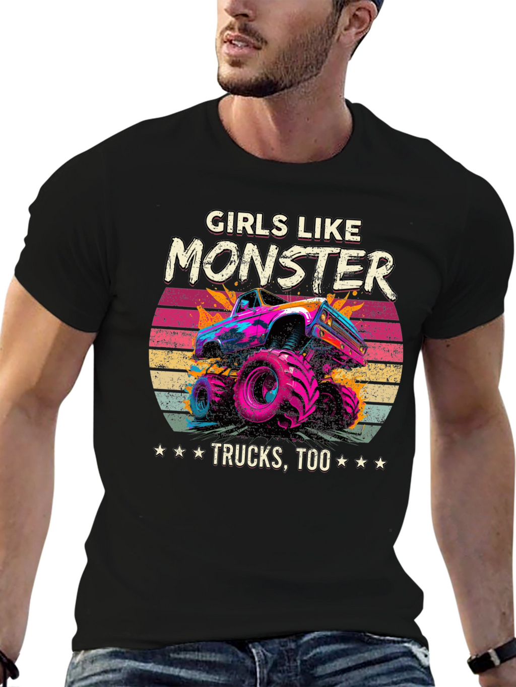 Girls Like Monster Trucks Tee - Retro Design