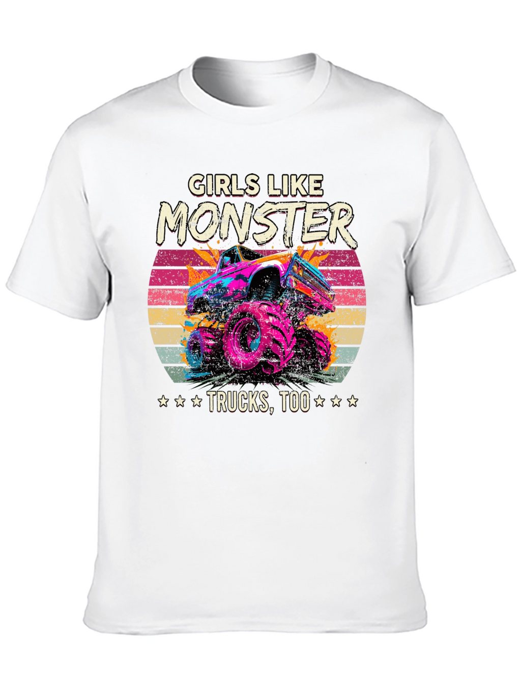 Girls Like Monster Trucks Tee - Retro Design