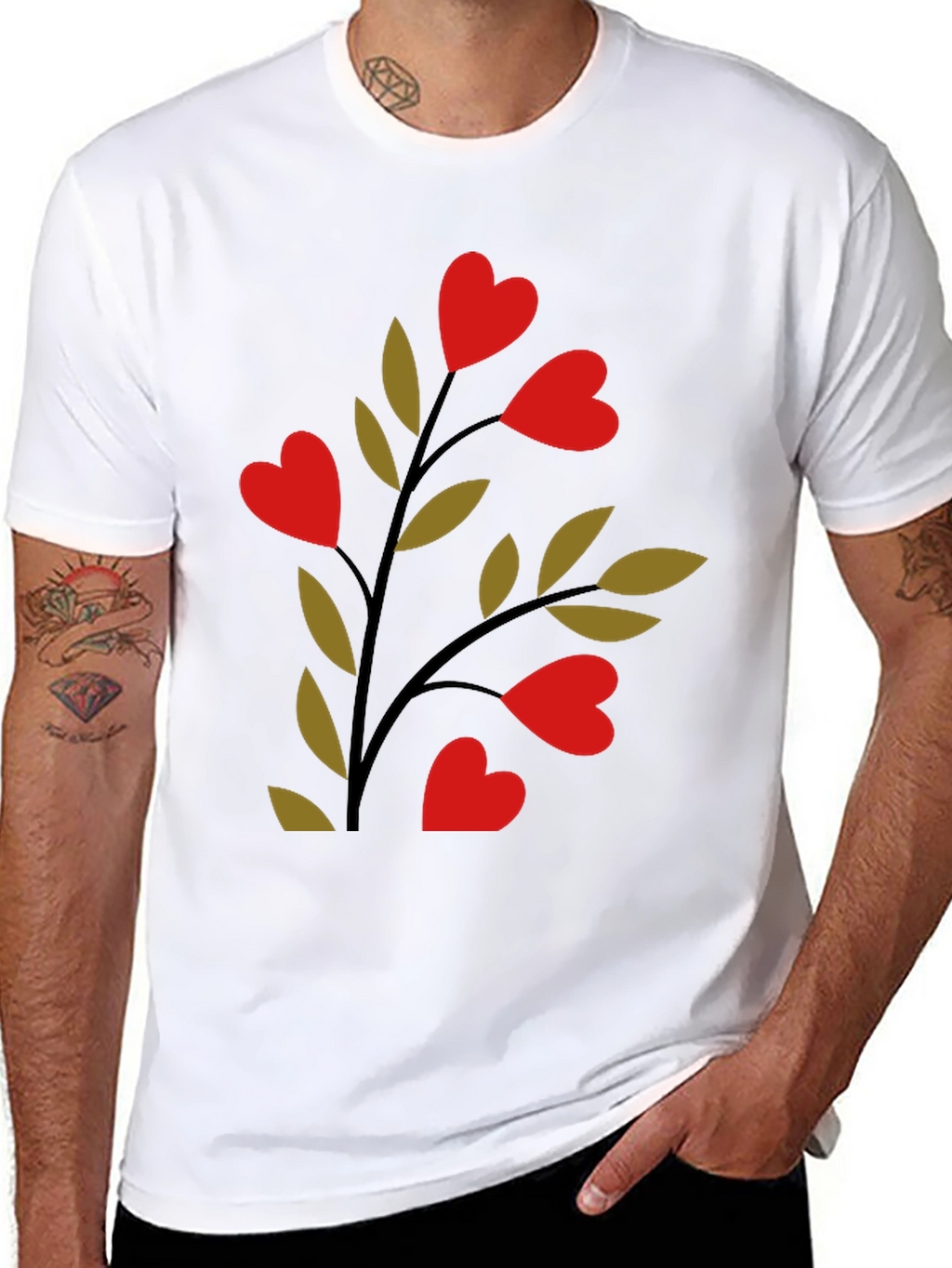 Heart Blossom Black Tee