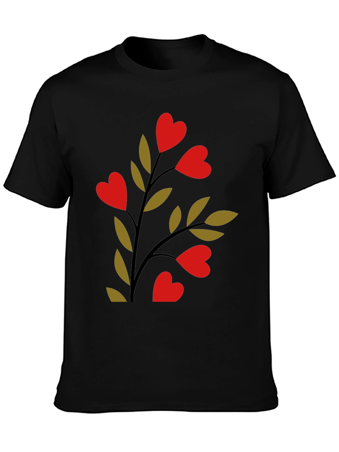 Heart Blossom Black Tee