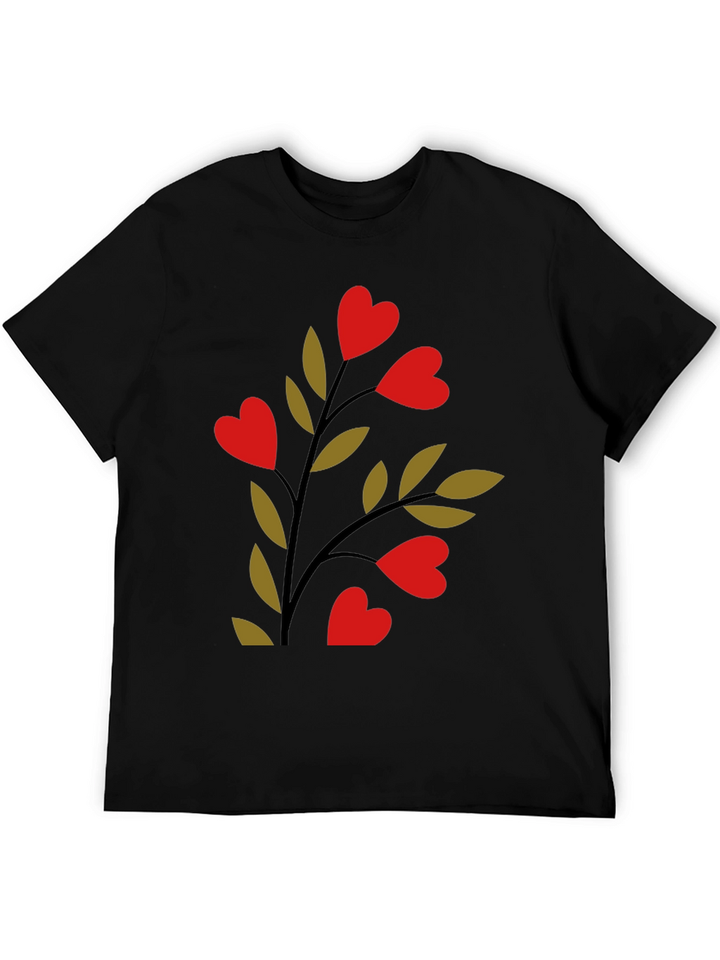 Heart Blossom Black Tee