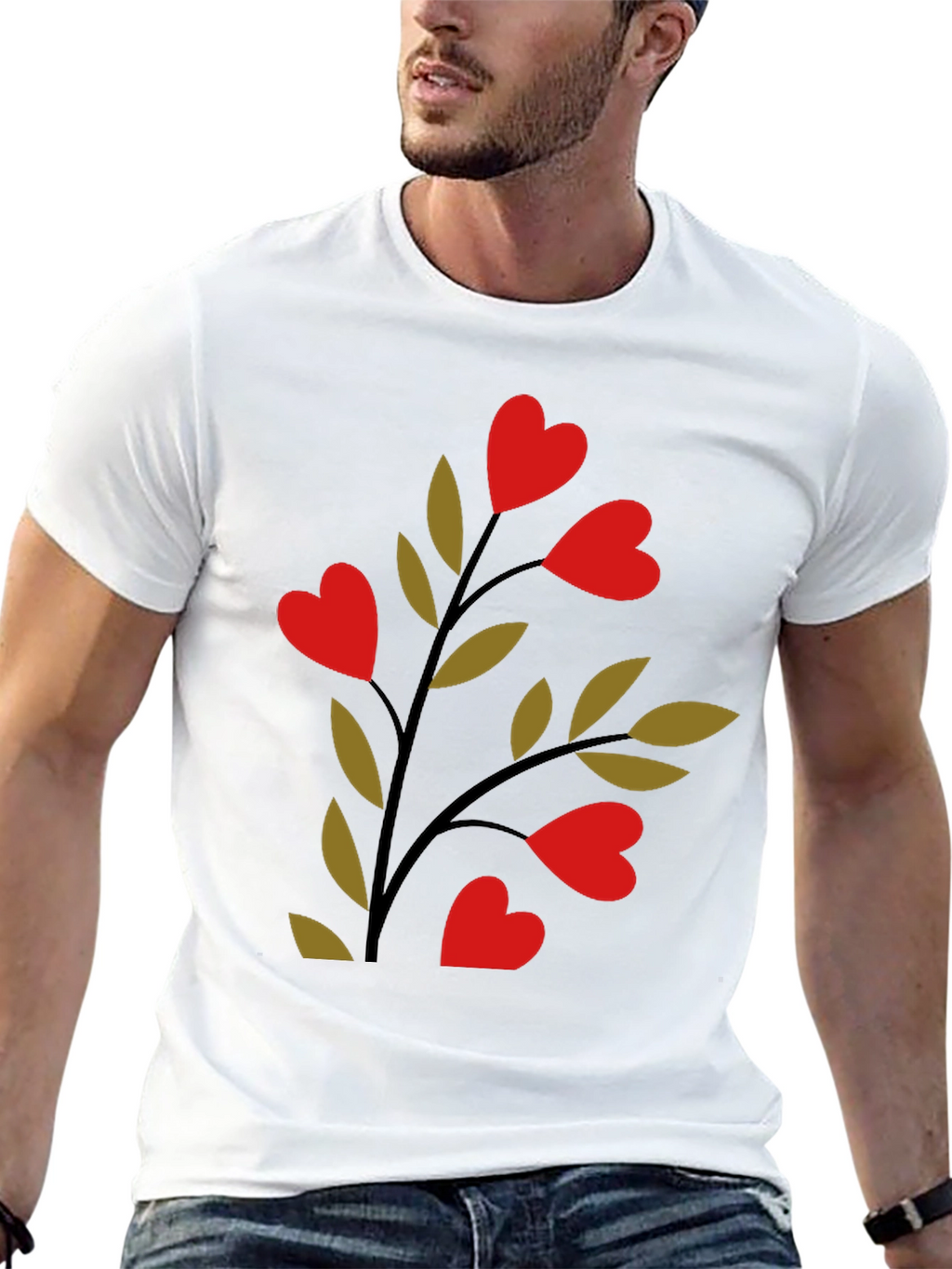 Heart Blossom Black Tee