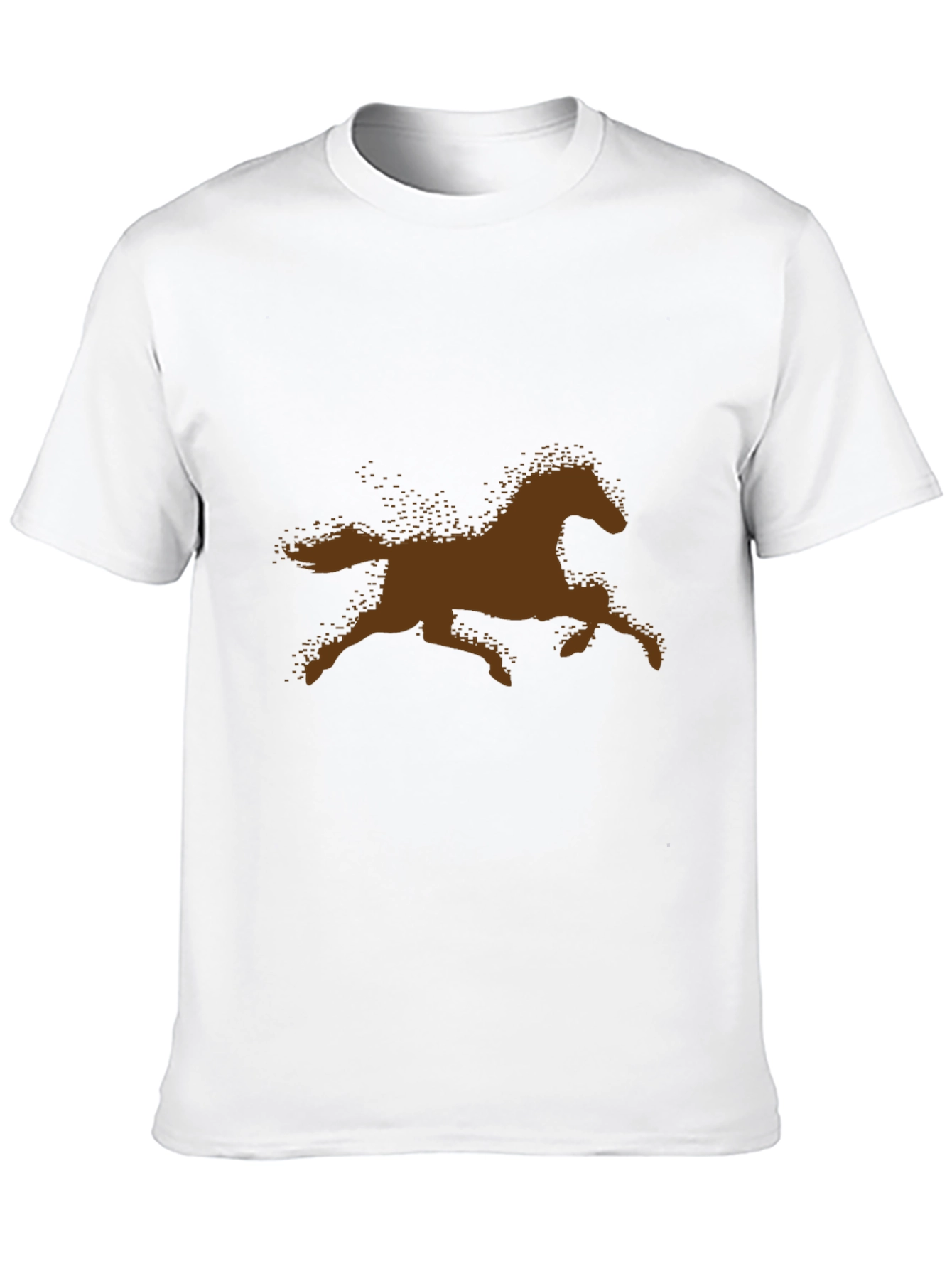 Brown Horse Silhouette Black Cotton T-Shirt
