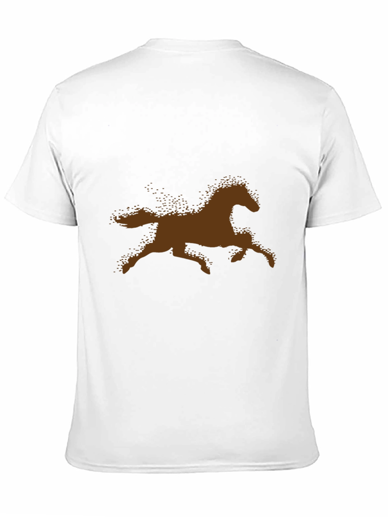 Brown Horse Silhouette Black Cotton T-Shirt